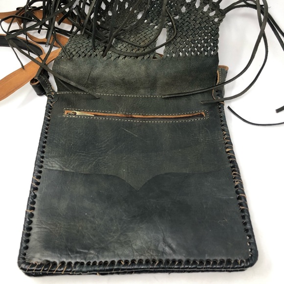 Boho Leather Fringed Crossbody Bag - Picture 4 of 16